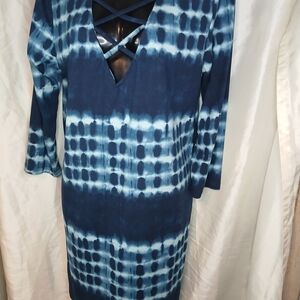 5th & Love Navy Tie-Dye Dress with Crisscross Detail